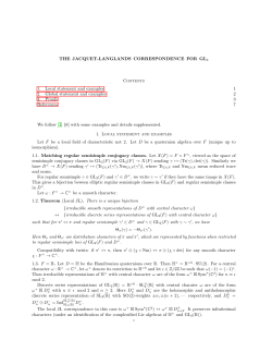 THE JACQUET-LANGLANDS CORRESPONDENCE