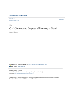 Oral Contracts to Dispose of Property at Death