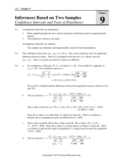 Inferences Based on Two Samples