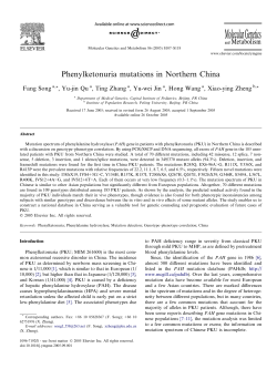 Phenylketonuria mutations in Northern China
