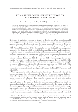 homo reciprocans: survey evidence on behavioural outcomes