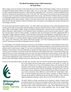 The World Friendship Center`s 50th Anniversary By Tanya Maus