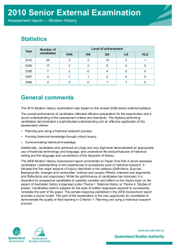 Assessment report - Modern History 2010