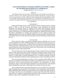 ANALYSIS OF IMPACT OF BAKU EUROPEAN OLYMPIC GAMES