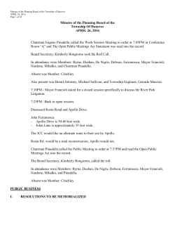 Minutes of the Planning Board of the Township Of Hanover