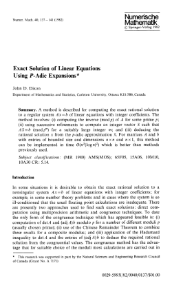 Exact solution of linear equations using