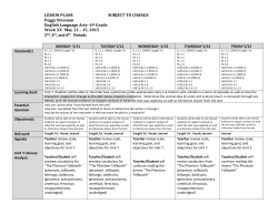 6th Grade Week 33: May 11 &ndash; 15, 2015 2nd, 3rd, and 4t