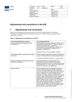 Adjustments and corrections in the EIS