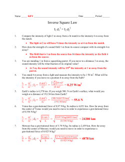 Inverse Square Law KEY