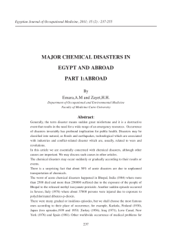 MAJOR CHEMICAL DISASTERS IN EGYPT AND ABROAD PART 1