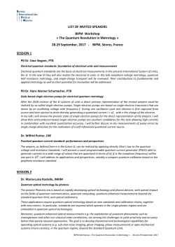 BIPM Quantum Metrology Workshop: List of Invited Speakers