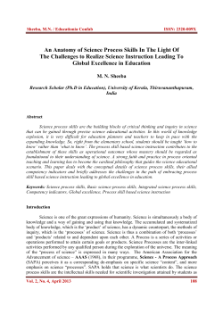 An Anatomy of Science Process Skills In The Light Of The