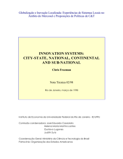 innovation systems: city-state, national, continental and sub