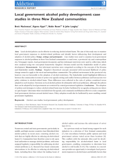 Local government alcohol policy development: case studies in three