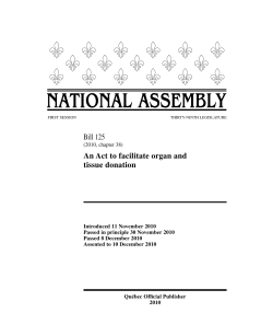 An Act to facilitate organ and tissue donation