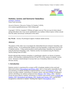 Statistics Anxiety and Instructor Immediacy