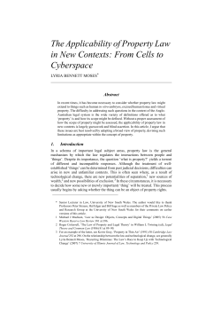The Applicability of Property Law in New Contexts: From Cells to