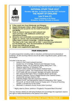Study Tour 2017 Information Sheet - Architectural Heritage Society