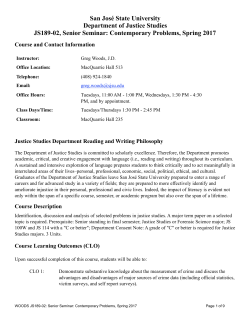 JS189-02/Senior Seminar: Contemporary Problems, Spring 2017
