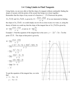 1-4 Using Limits to Find Tangents
