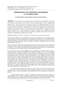 Maladjustment, Life Satisfaction and Optimism A Correlation