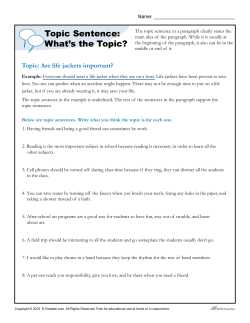 Topic Sentence: What`s the Topic?