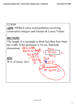 Integrated Algebra 9R - Consecutive Integers Day 1