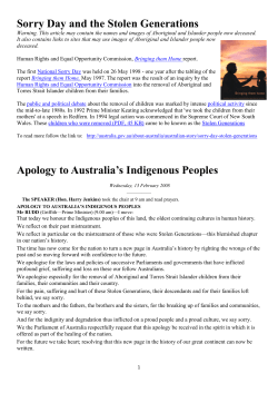 Sorry Day and the Stolen Generations Apology to Australia`s
