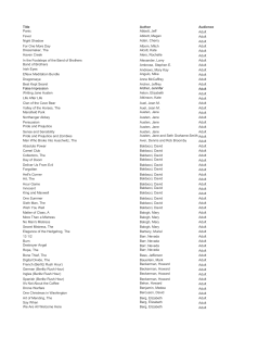 Title Author Audience Panic Abbott, Jeff Adult Fever Abbott, Megan