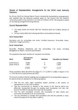 Review of Representation Arrangements for the 2016 Local