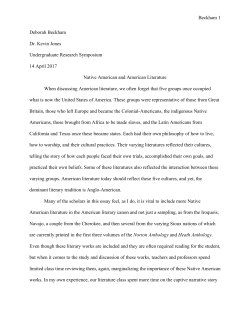 Native American Literature and the American Literary Canon