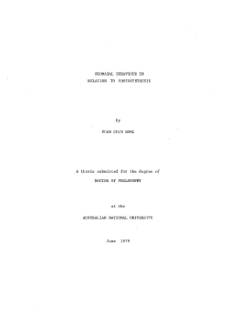 STOMATAL BEHAVIOUR IN RELATION TO PHOTOSYNTHESIS