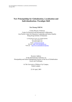 New Principalship for Globalization, Localization and