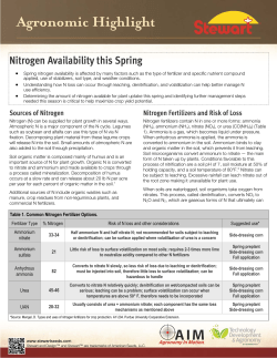 Nitrogen Availability this Spring