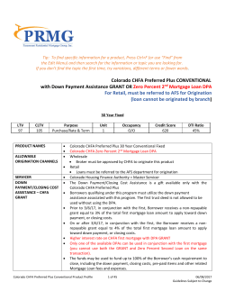 Colorado CHFA Preferred Plus Conventional