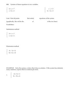 10.1 Systems of linear equations in two variables 2x + y = 7 x + 2y