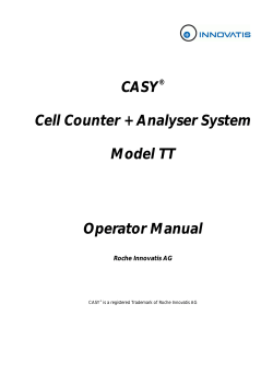 CASY&reg; Cell Counter + Analyser System Model TT Operator