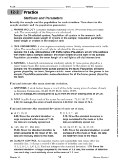 Practice Statistics and Parameters