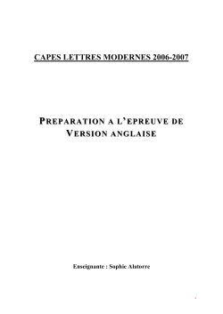 CAPES LETTRES MODERNES 2006-2007