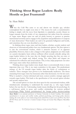 Thinking About Rogue Leaders: Really Hostile or Just Frustrated?