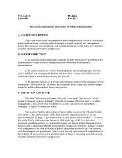 SYLLABUS Dr. Klay PAD 6054 Fall 2013 The