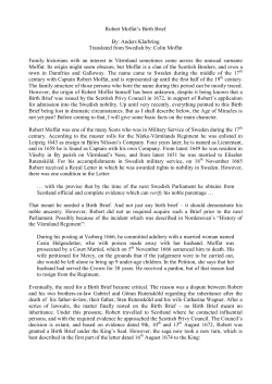 Robert Moffat`s Birth Brief - Division of Solid Mechanics
