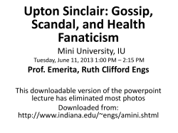 Upton Sinclair: Gossip, Scandal, and Health Fanaticism