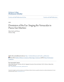 Dominion of the Ear: Singing the Vernacular in