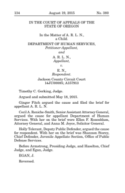 134 August 19, 2015 No. 380 IN THE COURT OF APPEALS OF THE