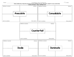 Anecdote Dominate Docile Counterfeit Consolidate