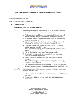 American Sign Language Level I