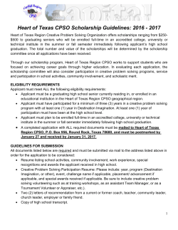 Heart of Texas CPSO Scholarship Guidelines: 2016