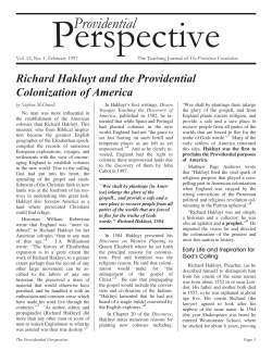 Richard Hakluyt and the Providential Colonization of America