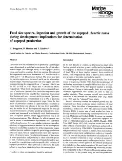 Food size spectra, ingestion and growth of the copepod <Emphasis